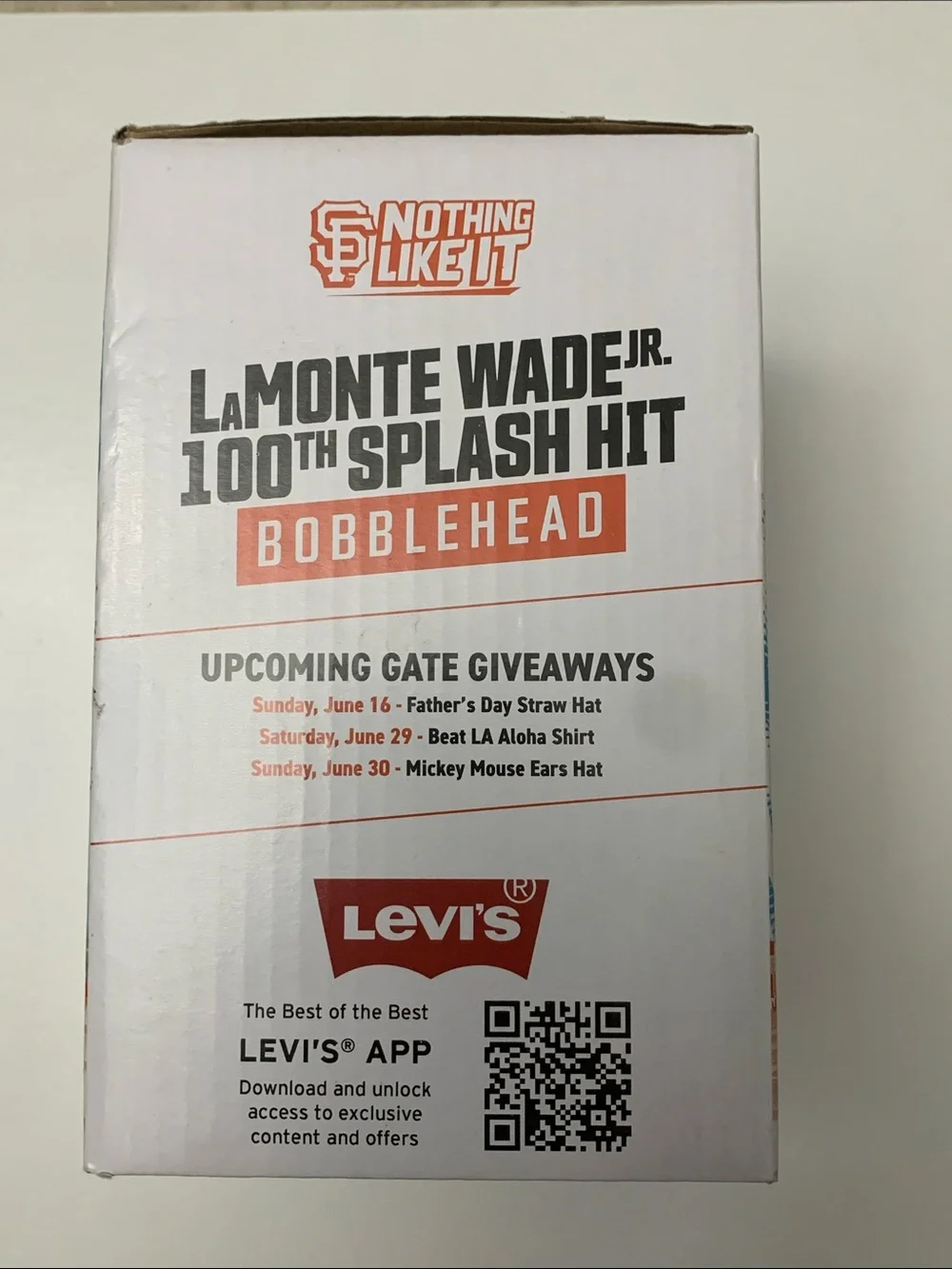 LaMONTE WADE JR. Bobblehead 100th Splash Hit Giants Baseball team (FLEXIBLE)